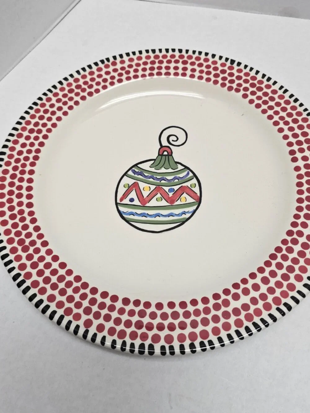 1 Caffco Simply Christmas Ornament Holiday Polka Dots Plate 9” M Bagwell Rare #1